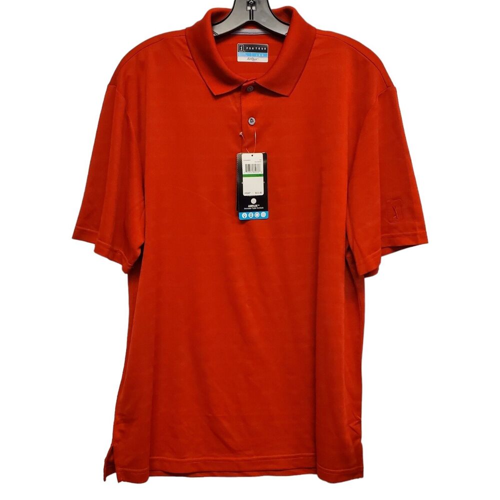 PGA TOUR Polo Shirt Mens Large Red AIRFLUX Golf Golfer Activewear Athleisure